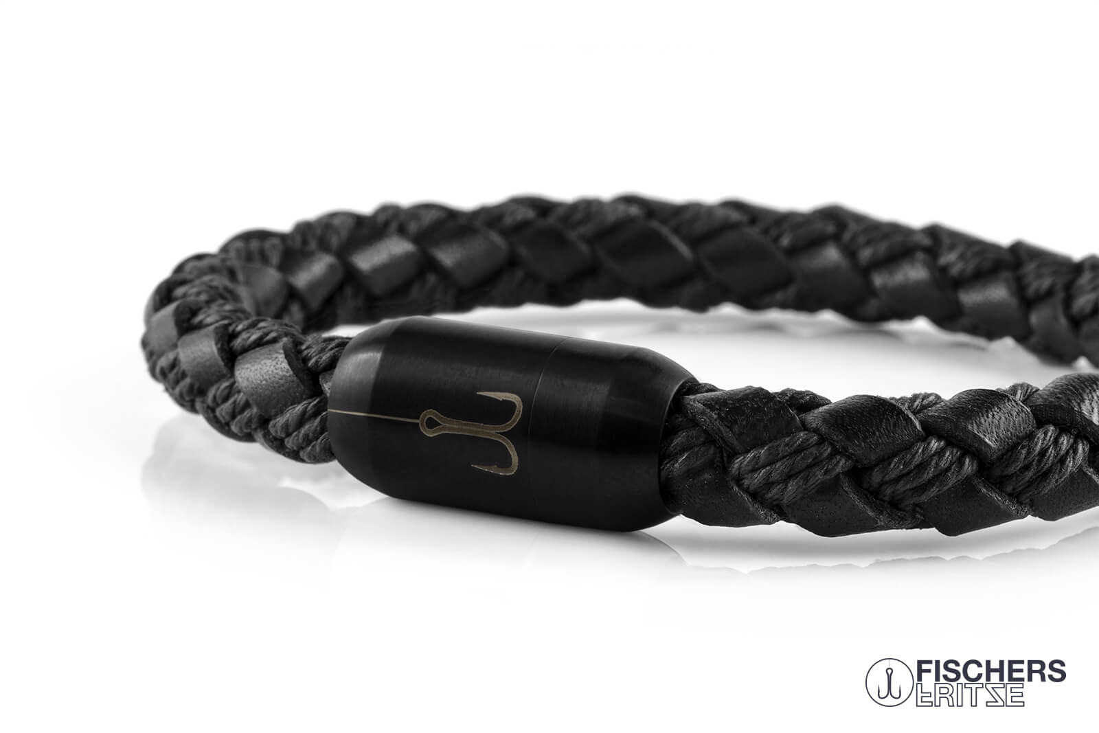 fischers-fritze-leder-torpedomakrele-fiete-armband-schwarz-geflochten-8-mm image 5