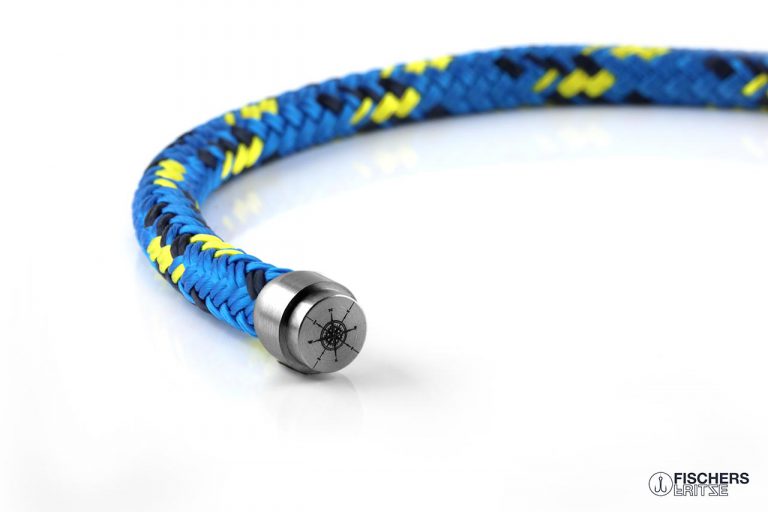 fischers-fritze-makrele-lukas-segeltau-armband-stahlblau-marineblau-gelb-8mm image 6